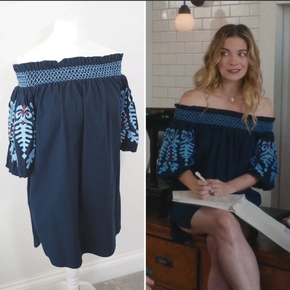 Zara Puff Sleeve Embroidered Dress